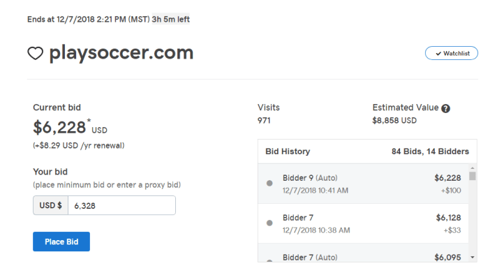 Play Soccer Auction Bidding Change
